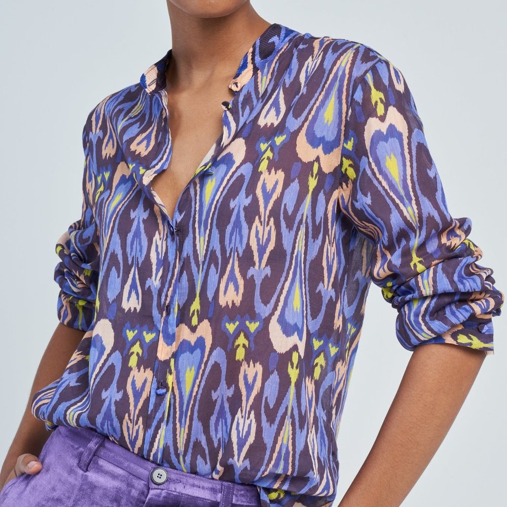 forte forte northern light print voile grandfather shirt